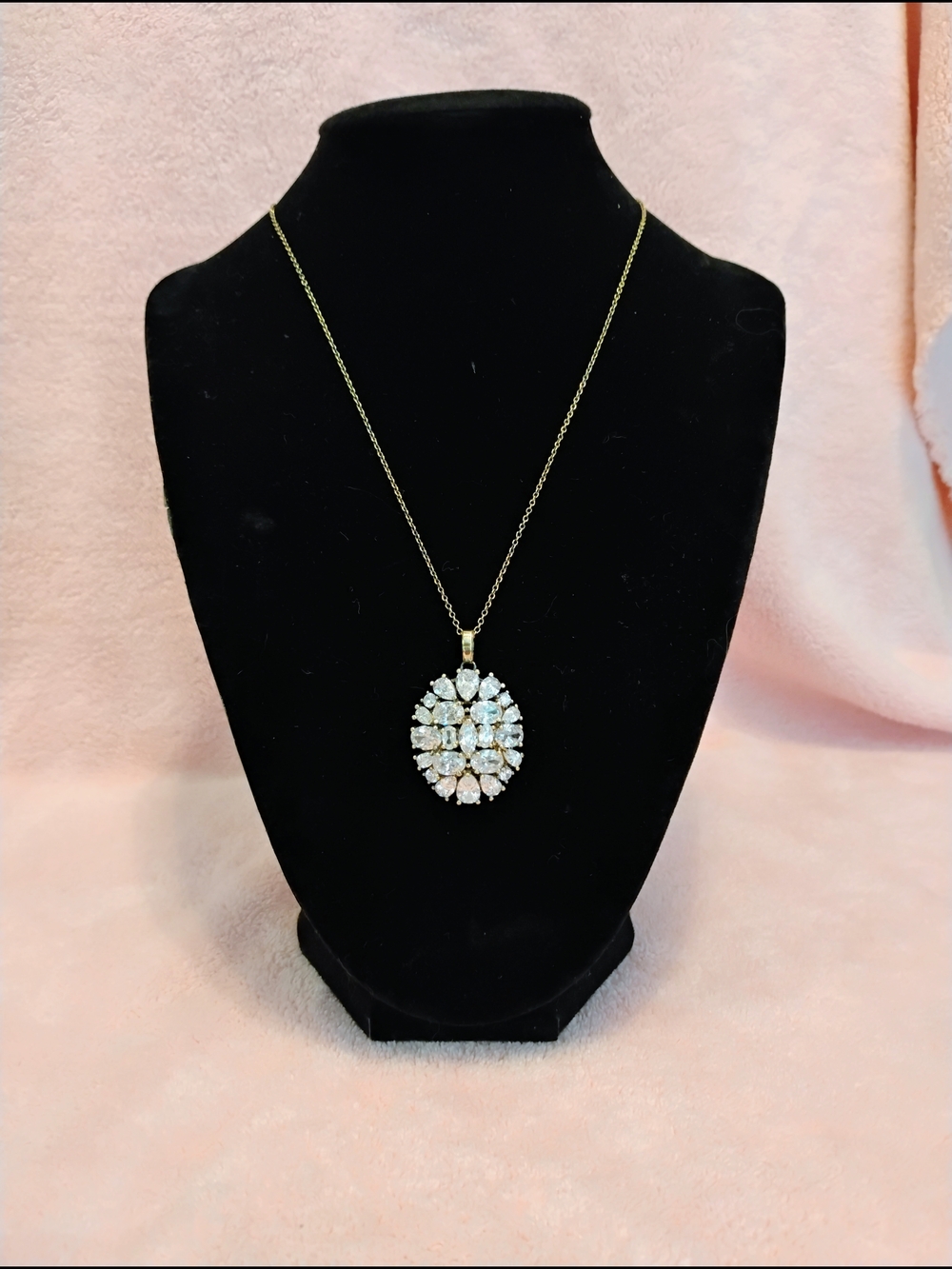 Karl Lagerfeld Gold Over Sterling Silver 925 Clear Crystal Pendant And Chain